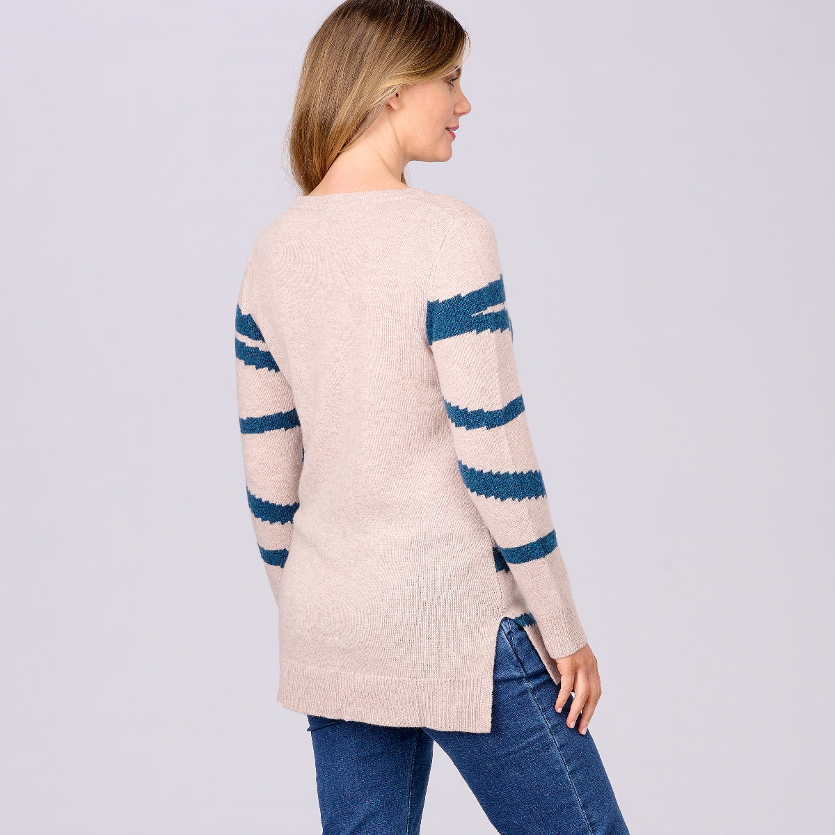 Lambswool Longline Zebra Intarsia Sweater