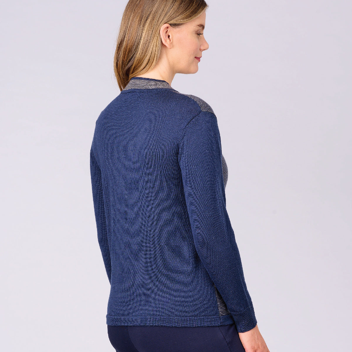Wool Striped Mock Turtle Sweater
