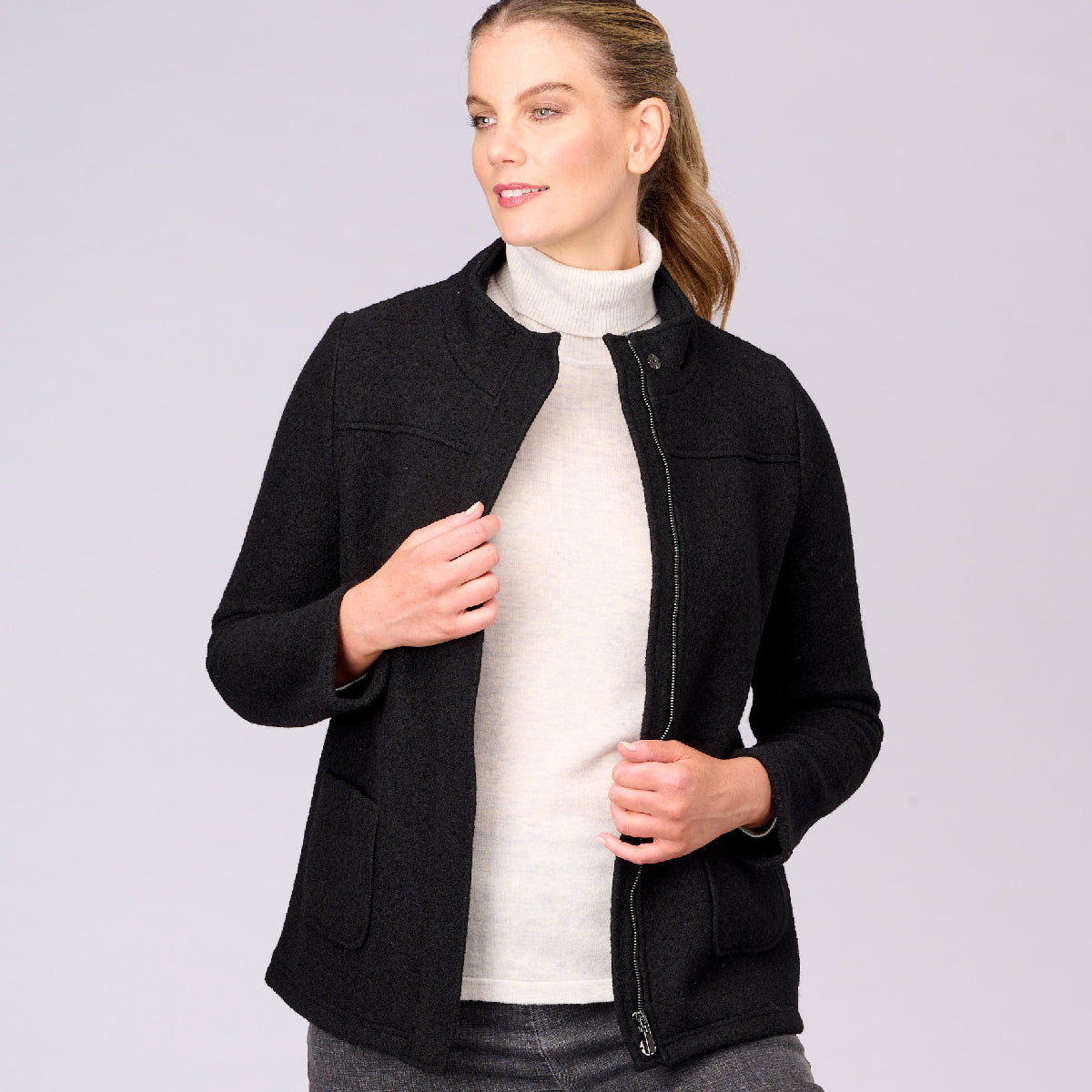 Boiled Wool Zip Jkt