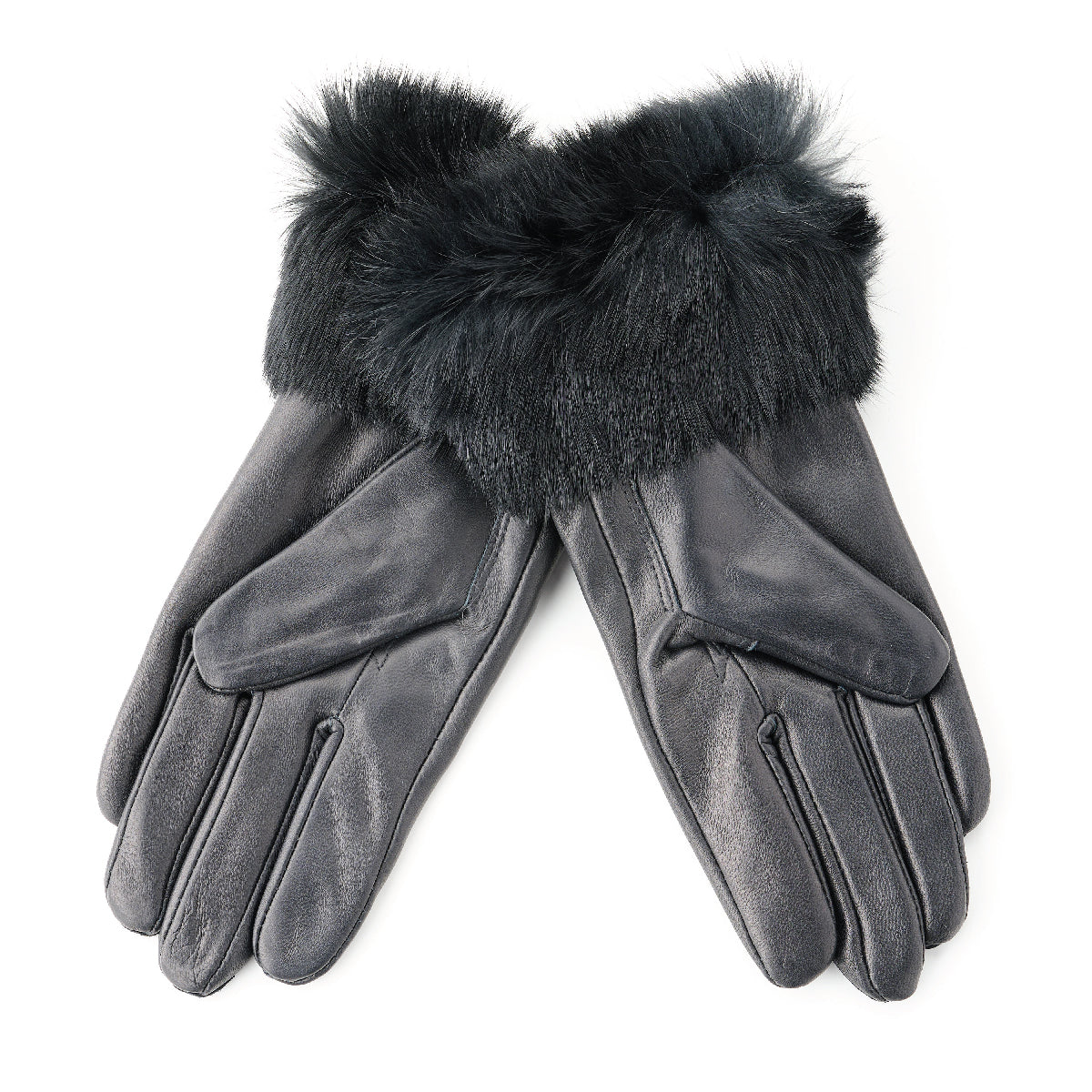Ladies Leather Gloves With Rabbit Fur