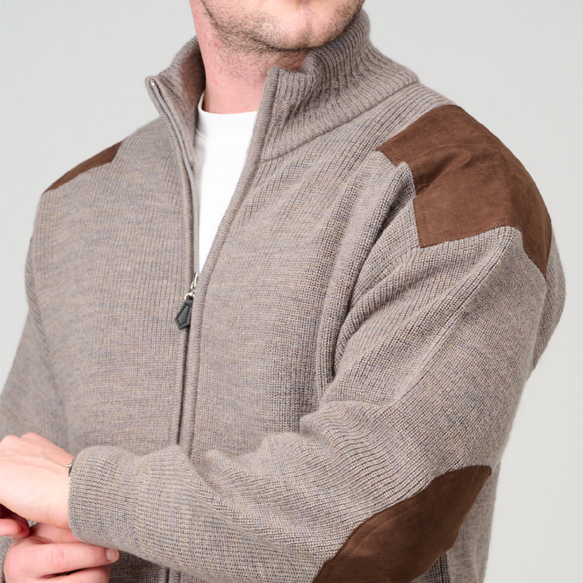 Ansett Zip Cardi Suede Trim