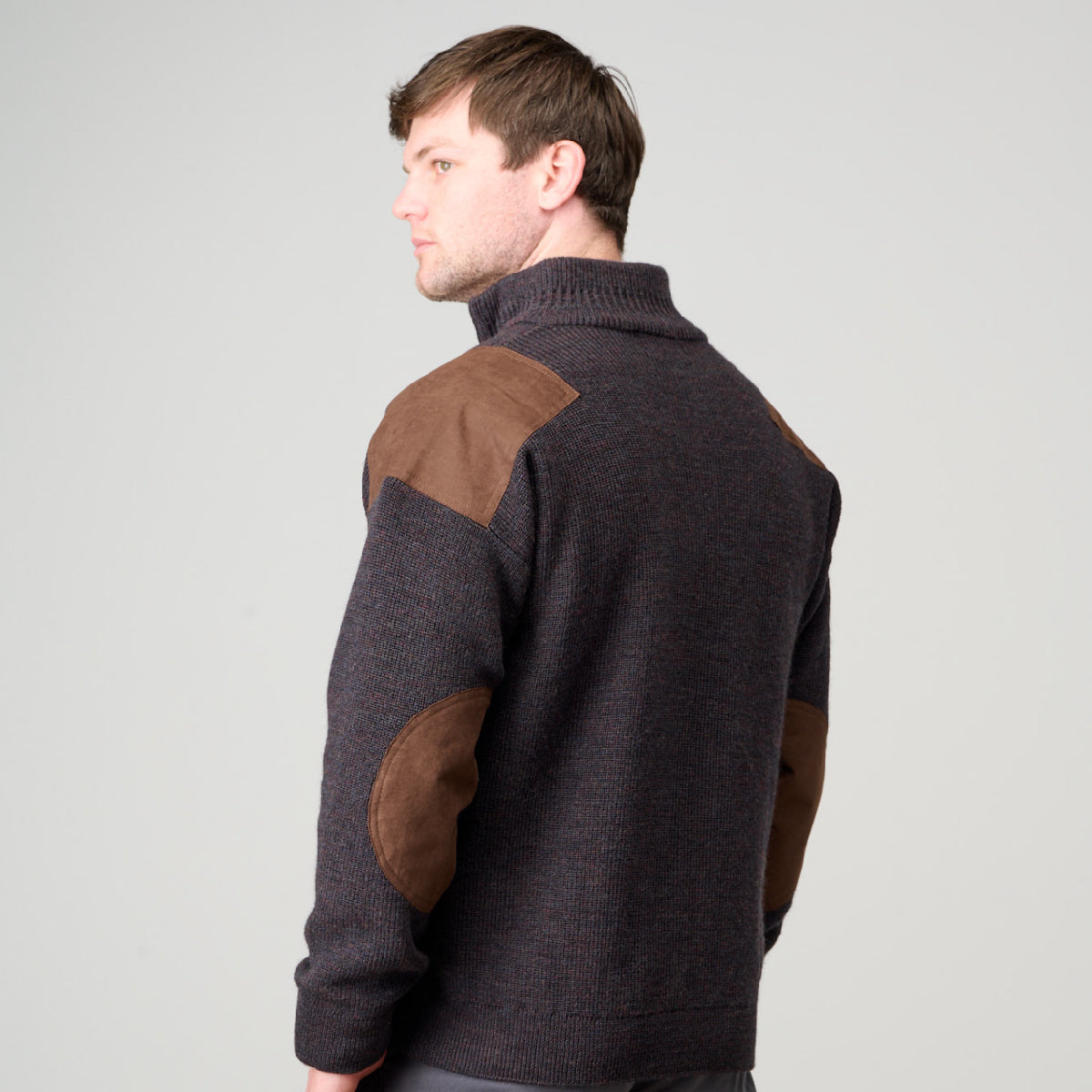 Ansett Zip Cardi Suede Trim