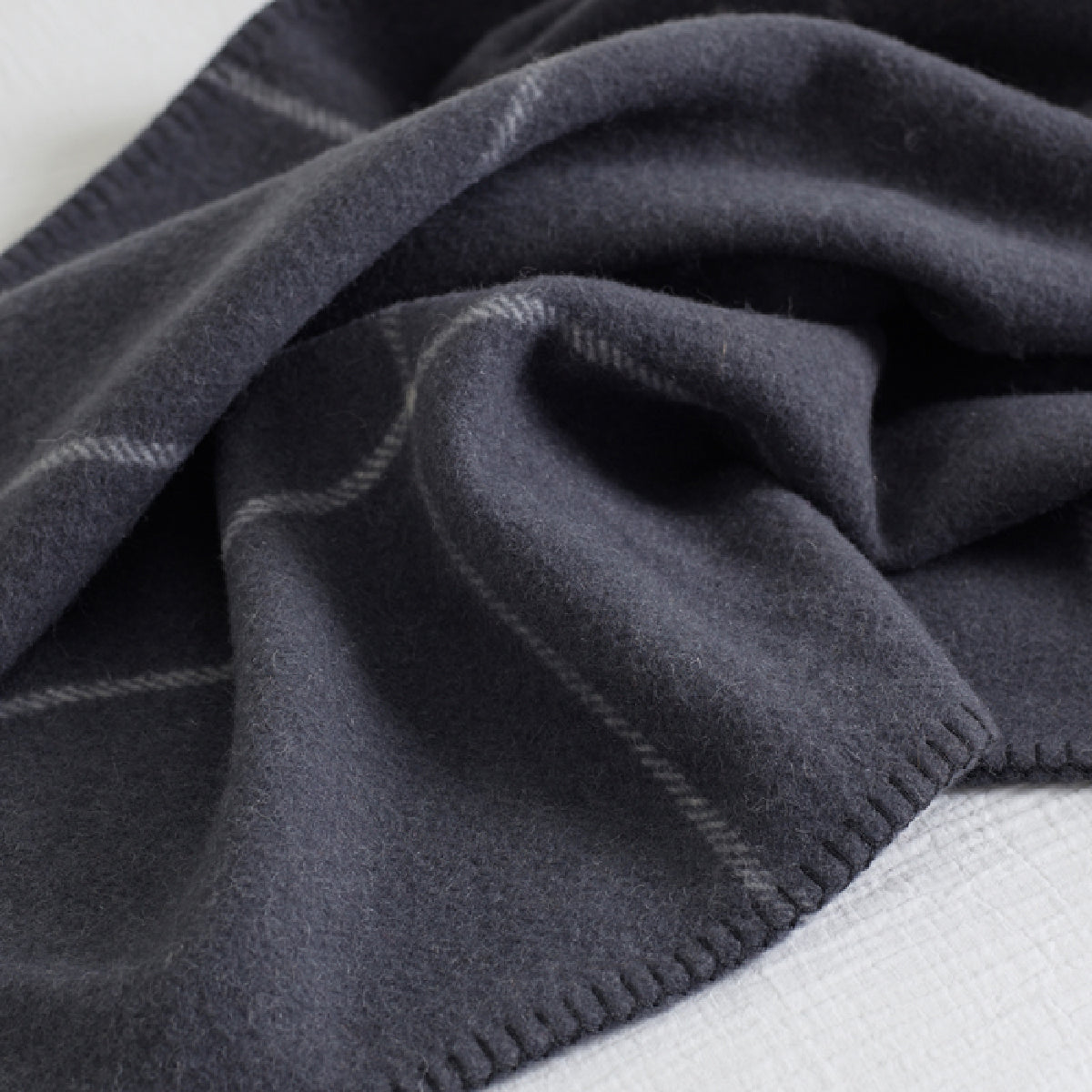 Fine Merino Wool Stitch Check Baby Blanket
