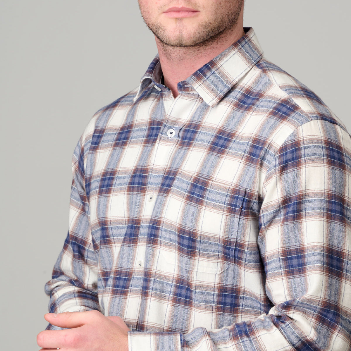 Ansett Brushed Cotton Herringbone Check Shirt