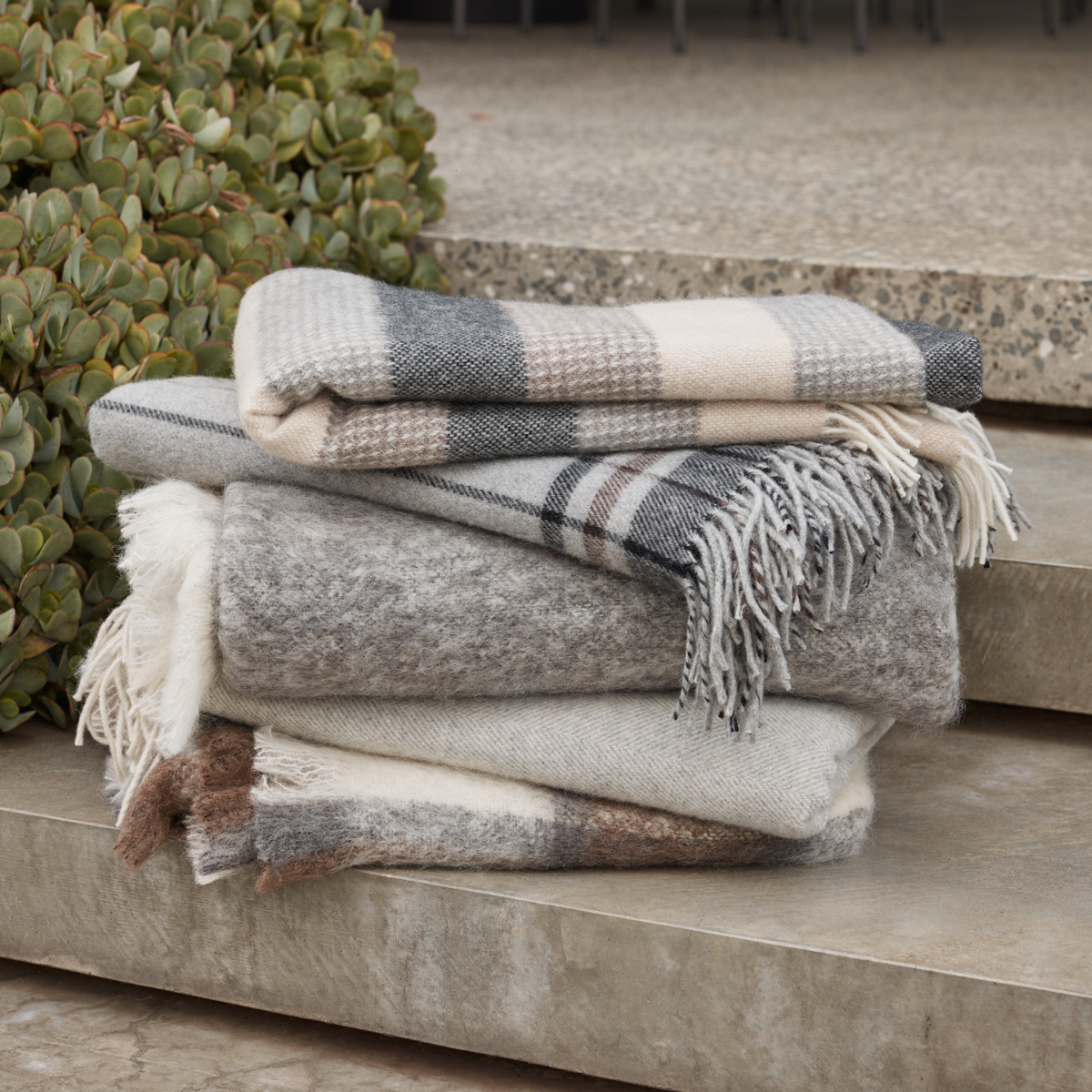 Alpaca Brushed Check Throw