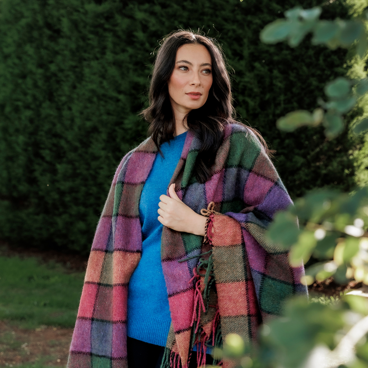 Alpaca Wool Throw Fringe Chess Check