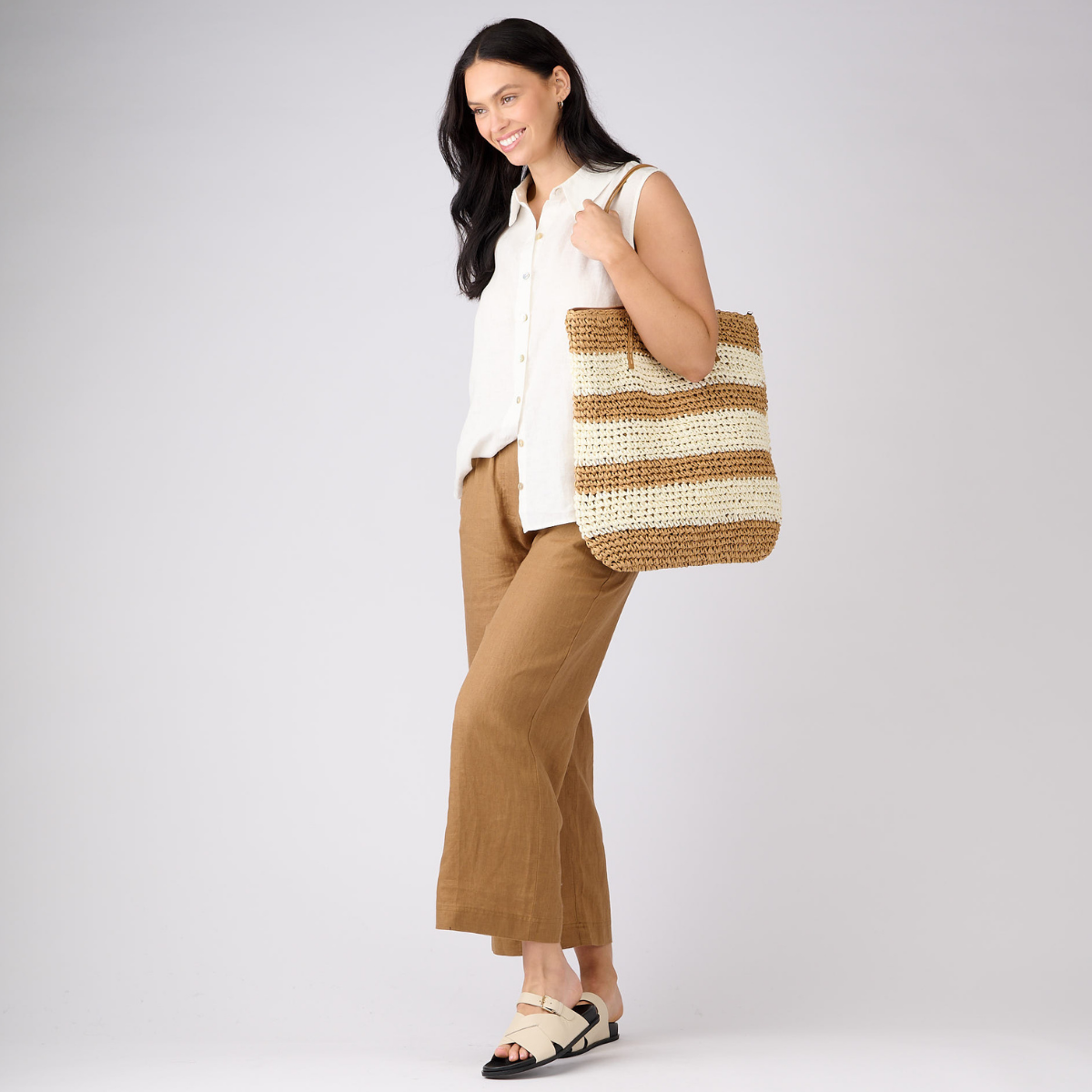 Wide Striped Shoulder Bag