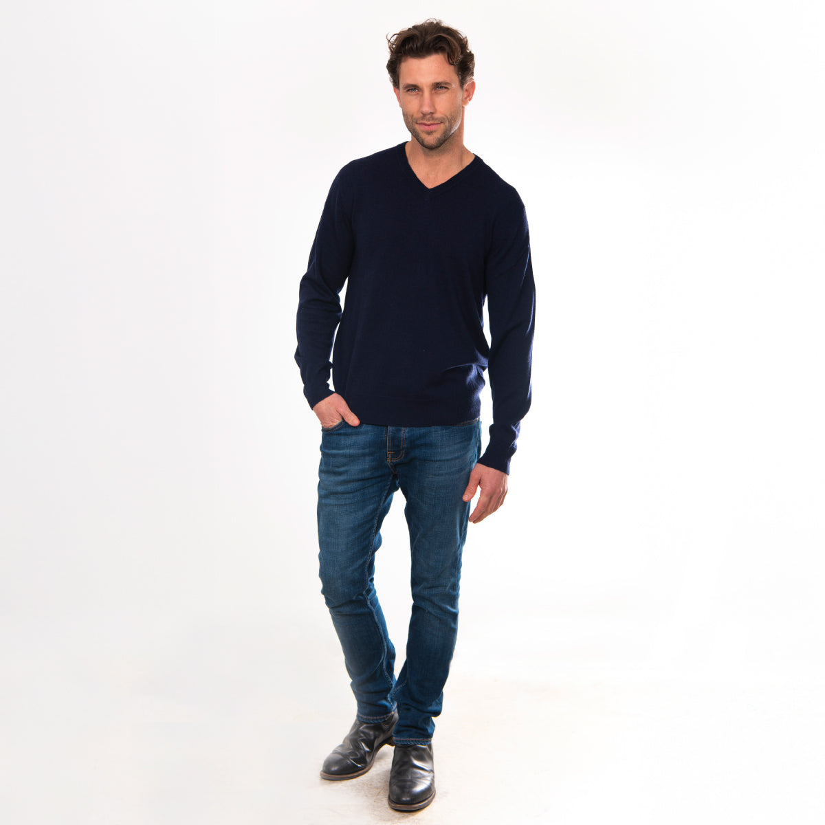 Merino Cashmere Essential Vee Pullover