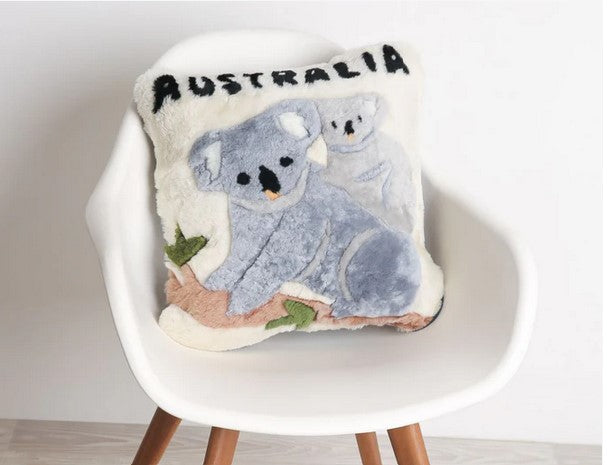 Sheepskin Cushion Square Koala And Baby