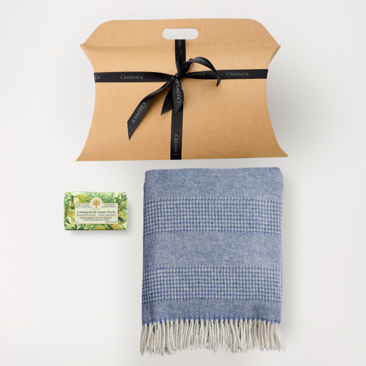 Hug in a Gift Pack - Alpaca Australian Wool Throw Combo & Lemongrass And Myrtle Soap