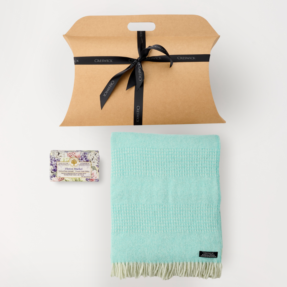 Hug in a Gift Pack - Alpaca Australian Wool Throw Combo & Flower Market Soap