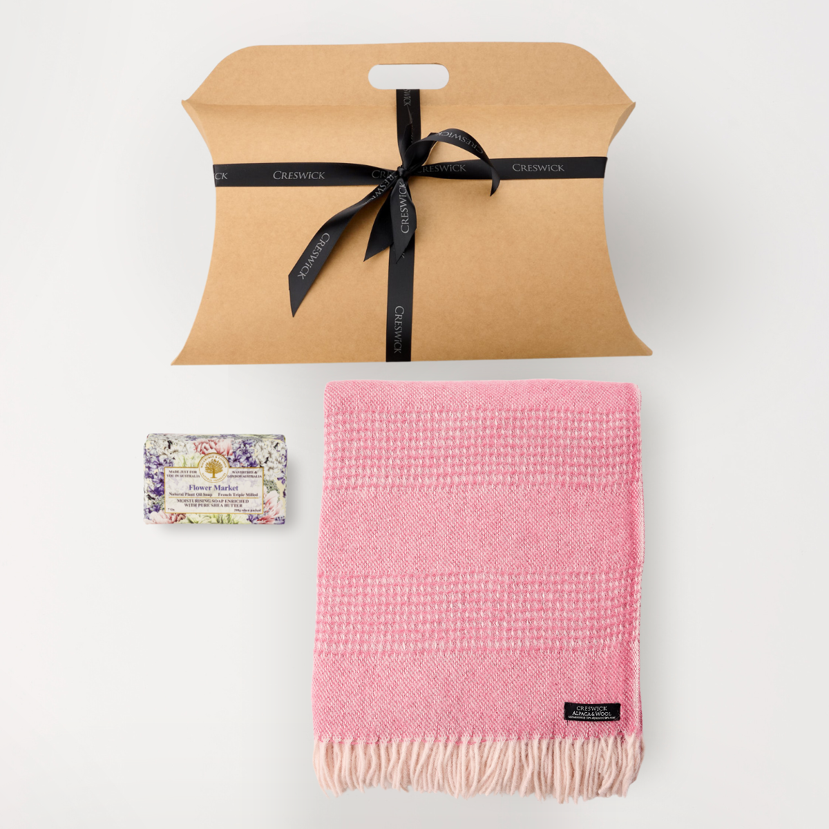Hug in a Gift Pack - Alpaca Australian Wool Throw Combo & Flower Market Soap