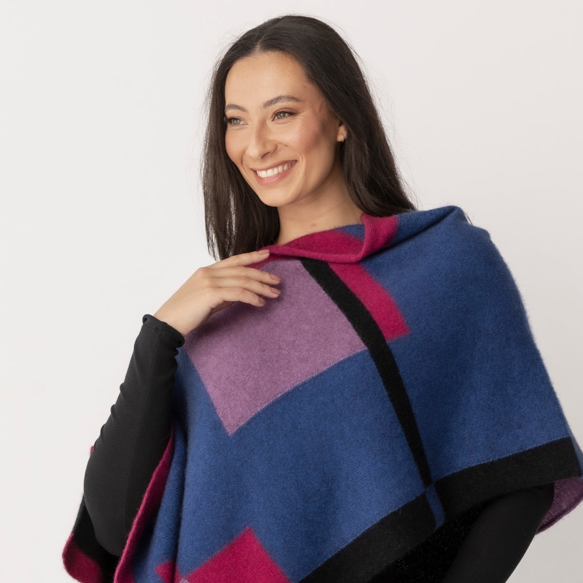 Possum Colour Block Poncho