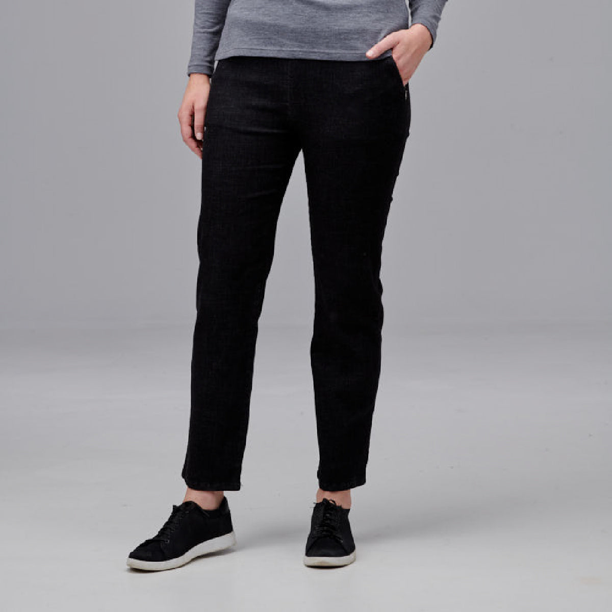 Hailey Zip Pocket Denim Pants Straight Full