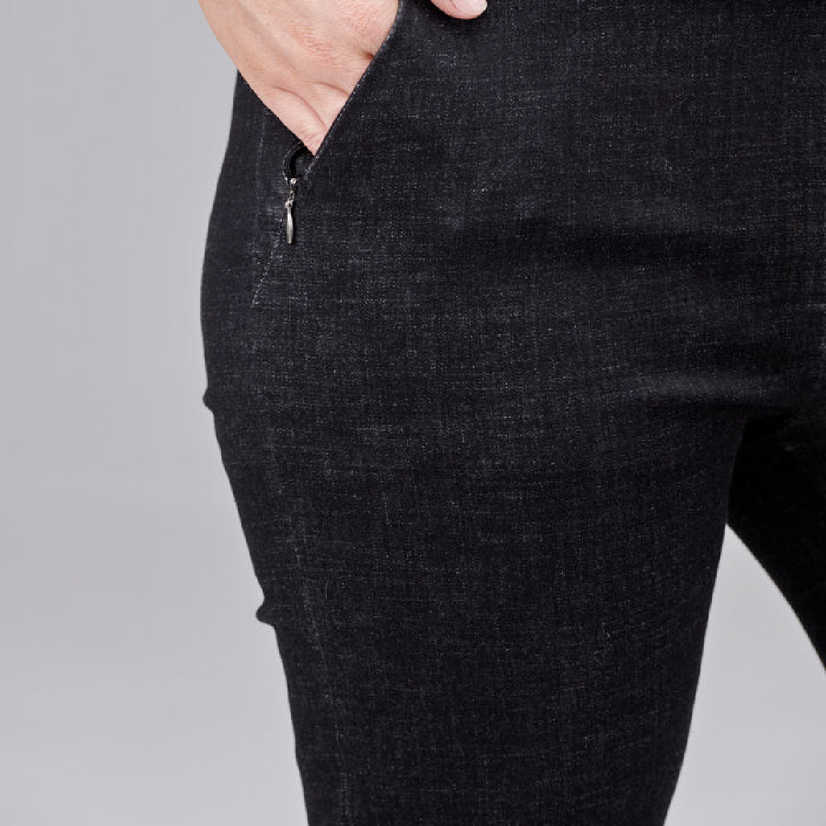 Hailey Zip Pocket Denim Pants Straight Full