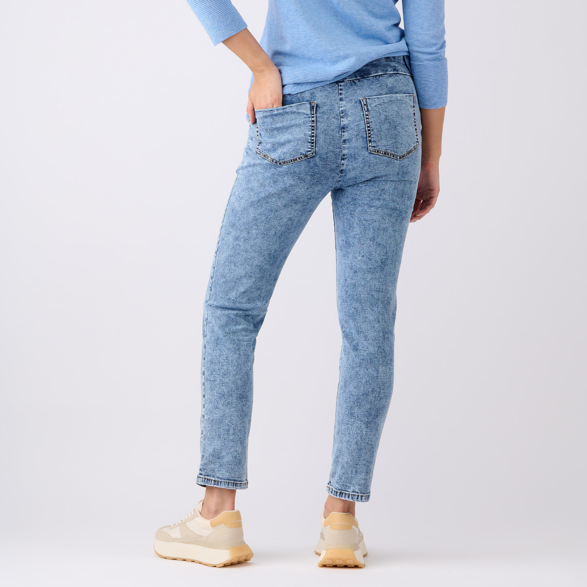 Ice Wash Denim Pants - Slim Leg 7/8 Length