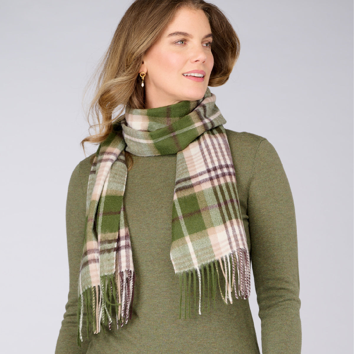 Cashmere Wool Check Scarf