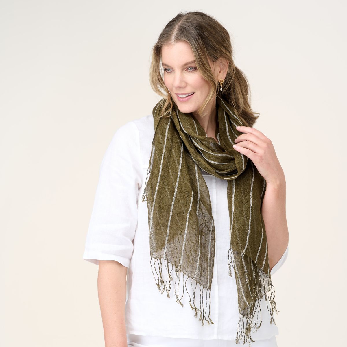 100% Linen Grid Scarf