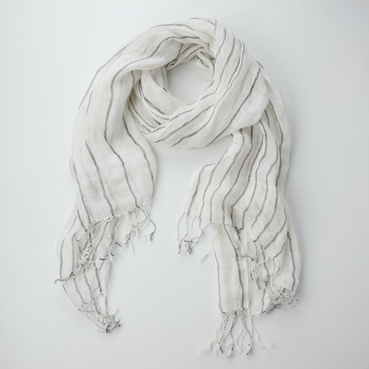 100% Linen Grid Scarf