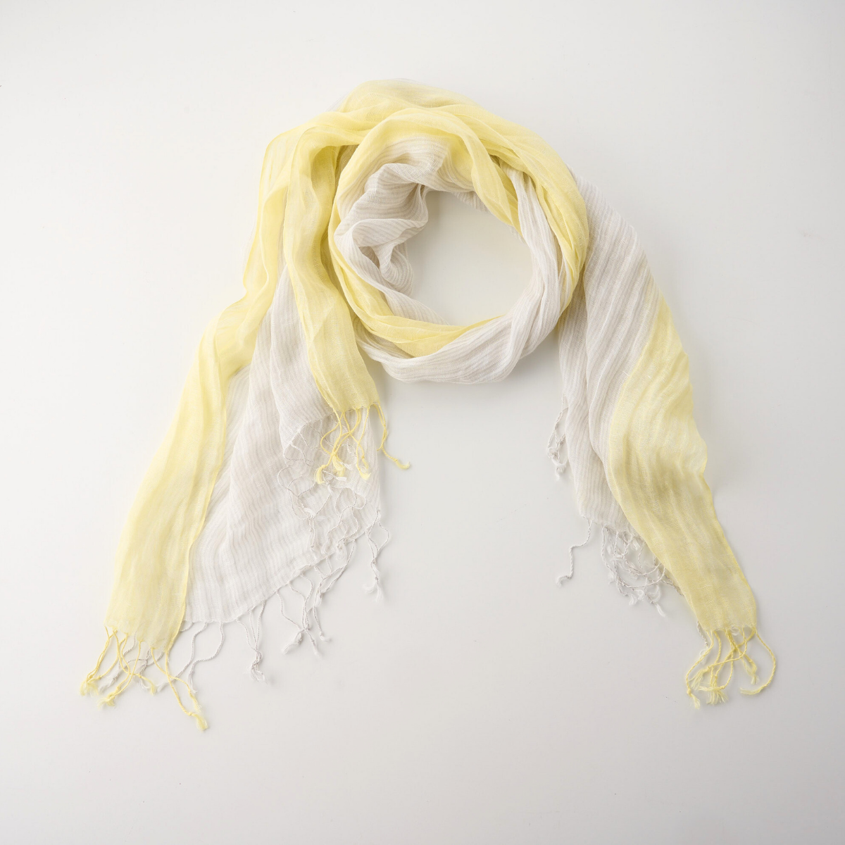 100% Linen Colour Block Striped Scarf