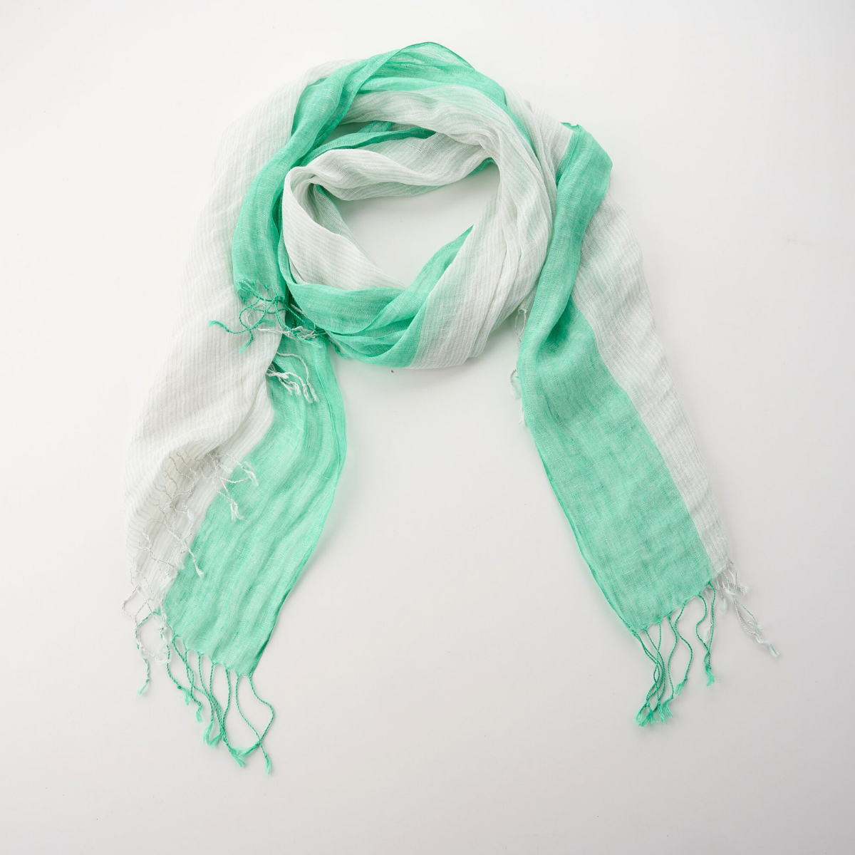 100% Linen Colour Block Striped Scarf