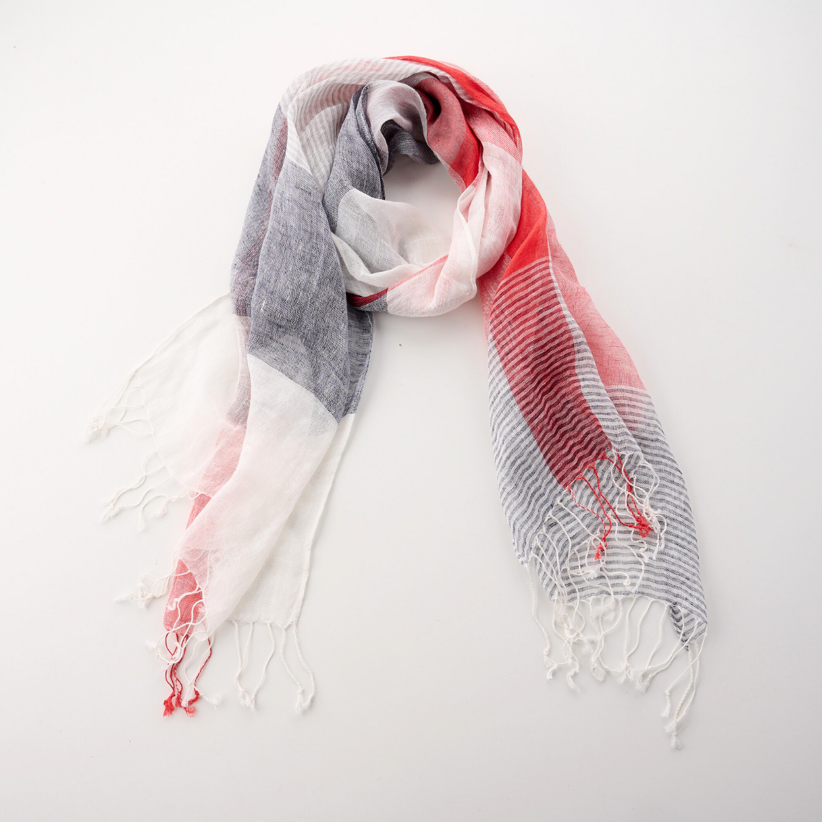 100% Linen Broken Check Scarf