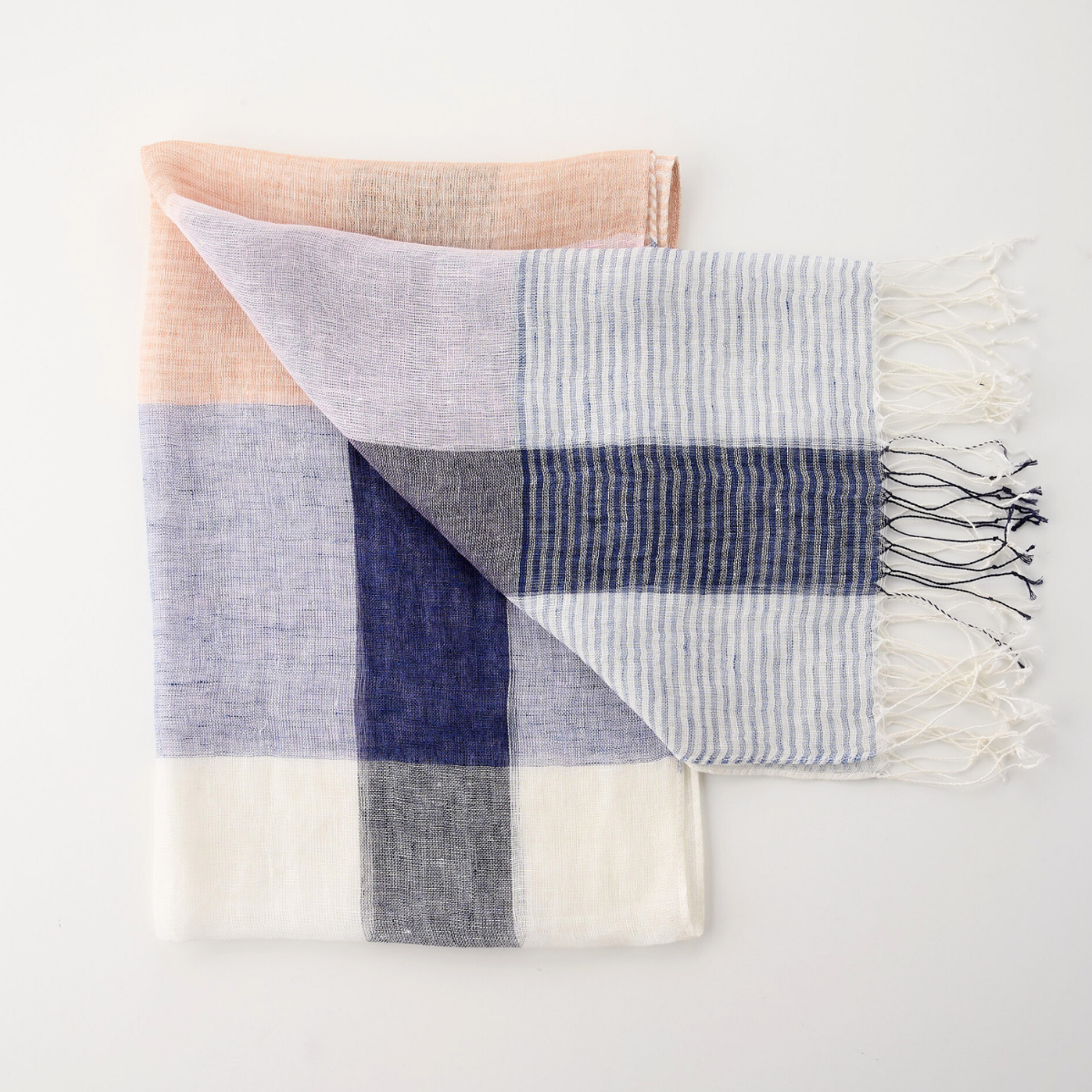 100% Linen Broken Check Scarf
