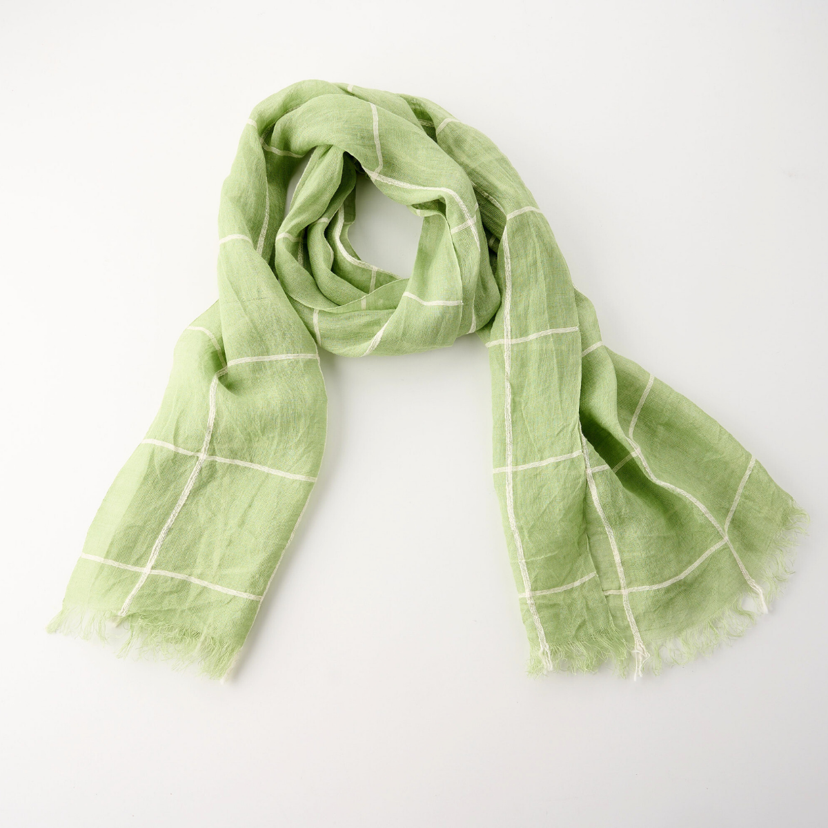 100% Linen Big Grid Scarf