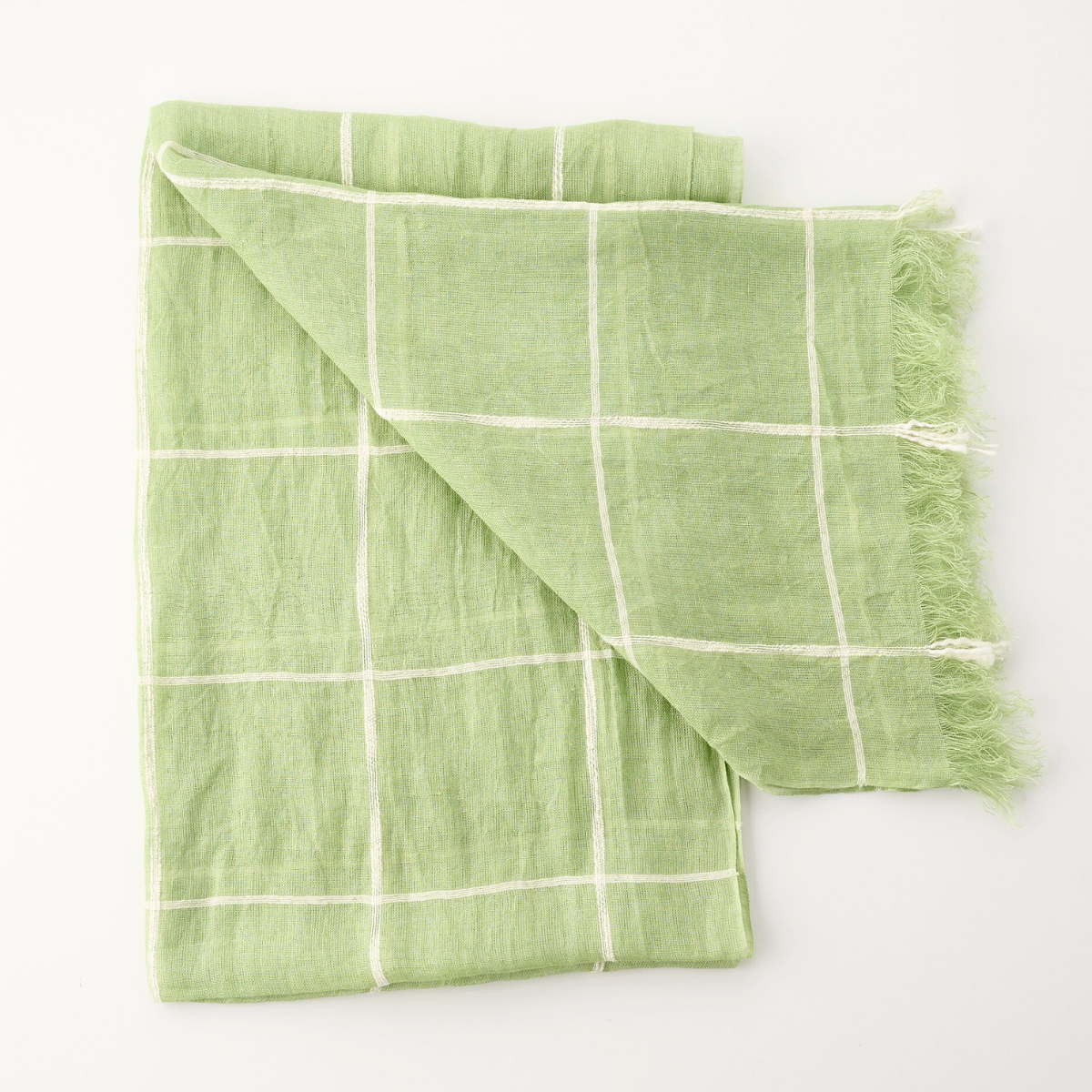 100% Linen Big Grid Scarf