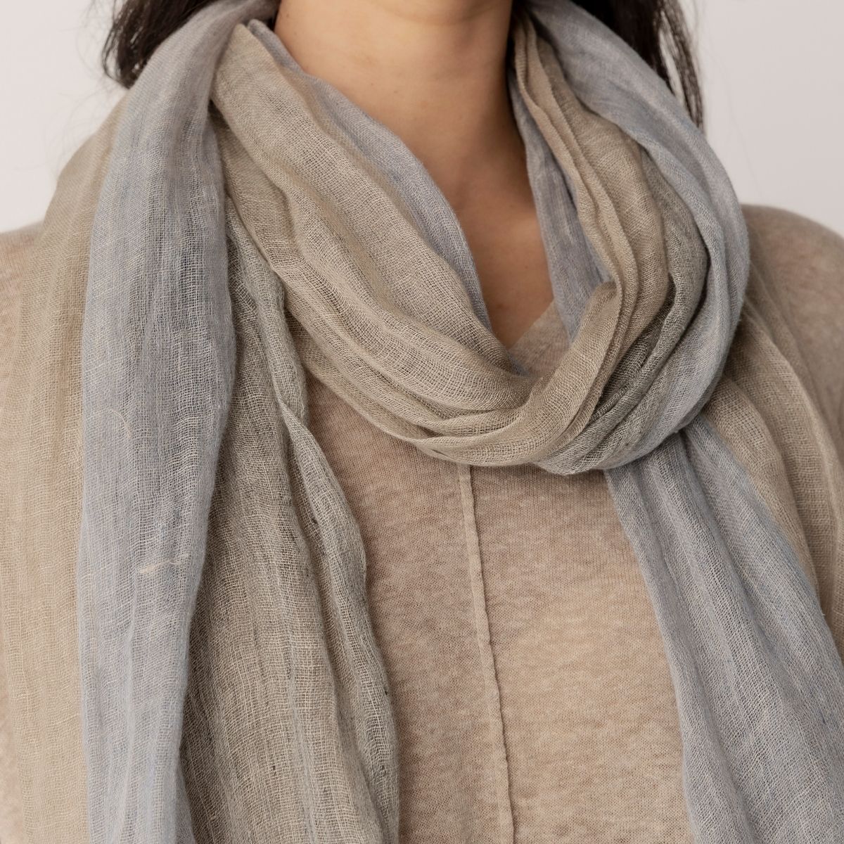 100% Linen Block Stripe Scarf