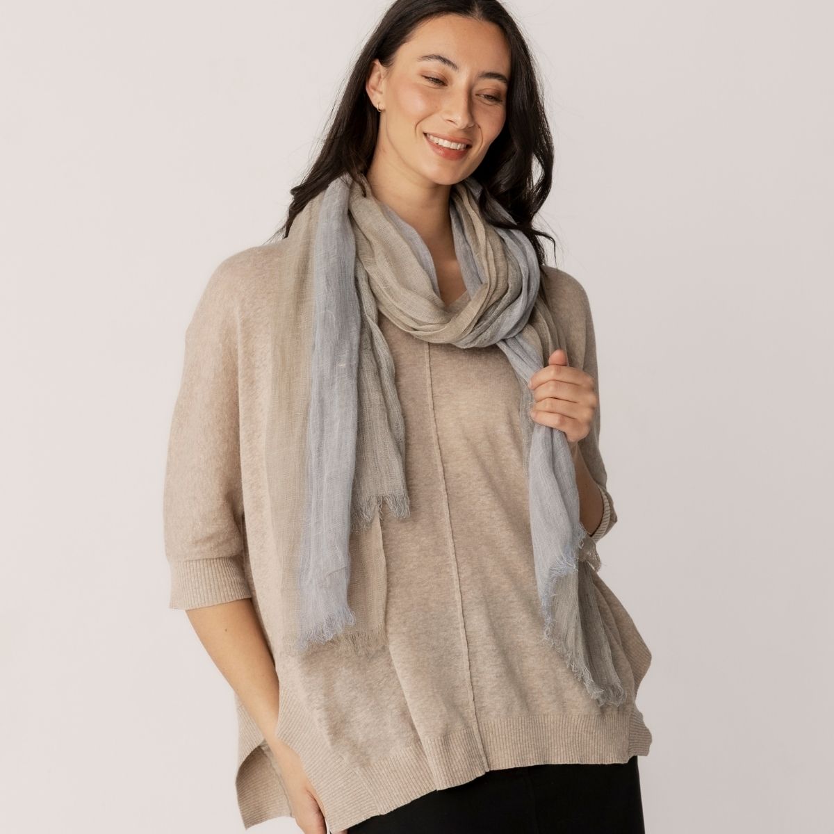 100% Linen Block Stripe Scarf