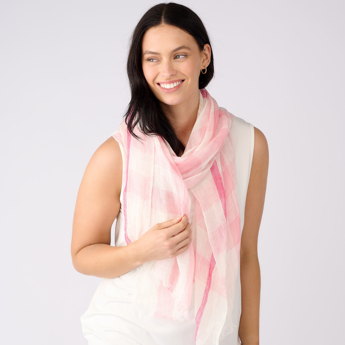 Linen Check Scarf