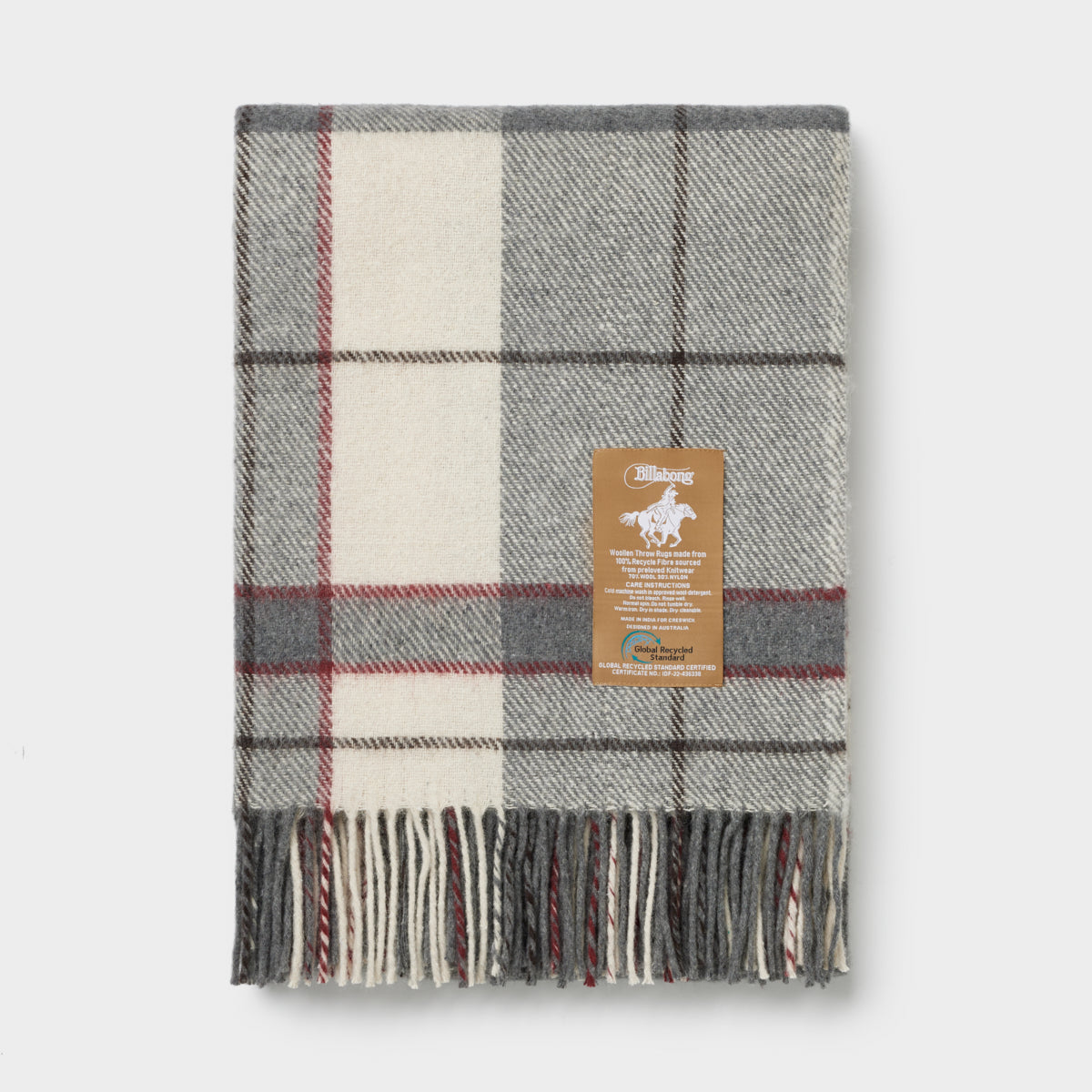 Billabong Fringed Tartan Throw Blanket