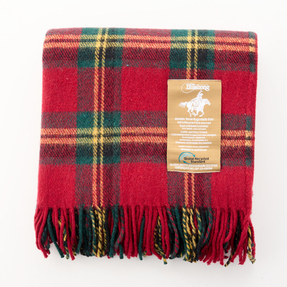 Billabong Fringed Tartan Throw Blanket III