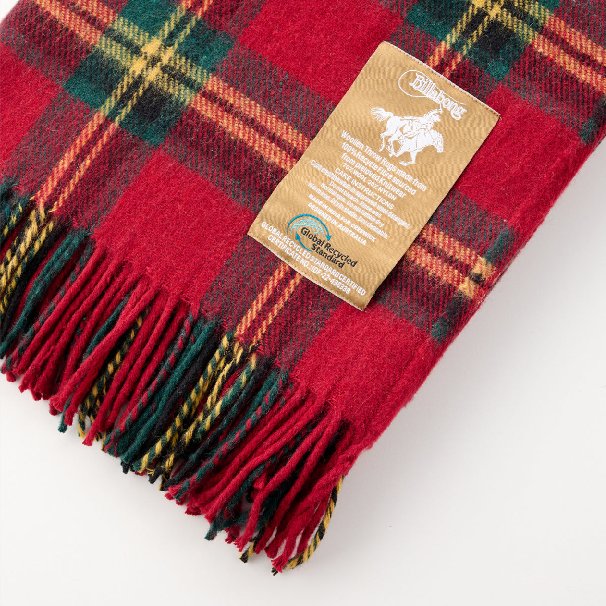 Billabong Fringed Tartan Throw Blanket III
