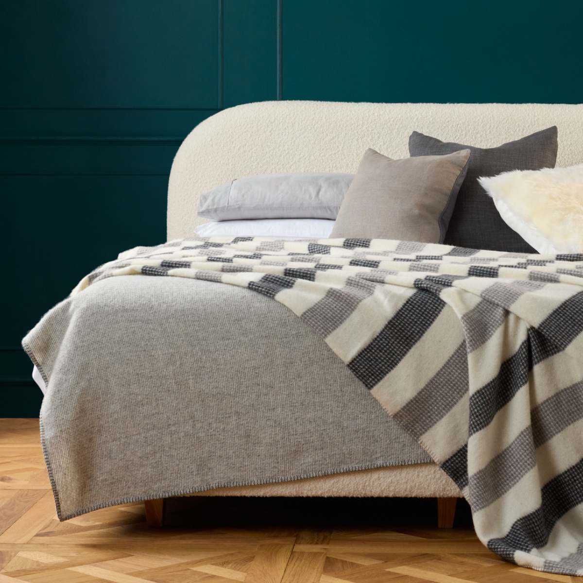 Alpaca Australian Wool Throw Cobblestone Blanket Stitch