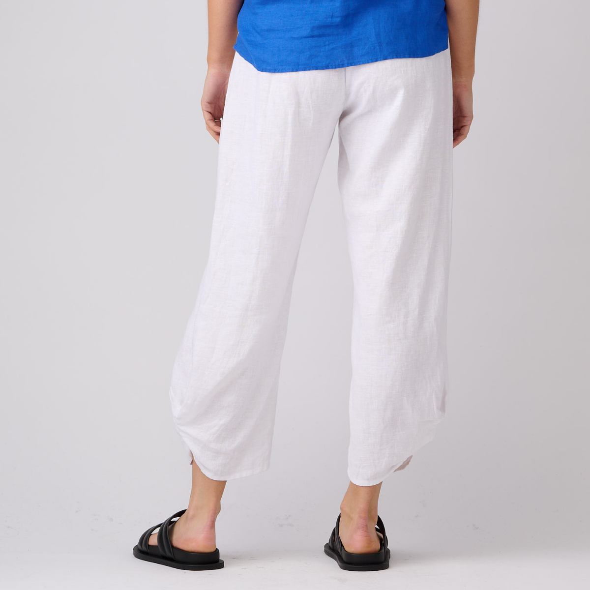 Linen Rib Waist Harem Pants