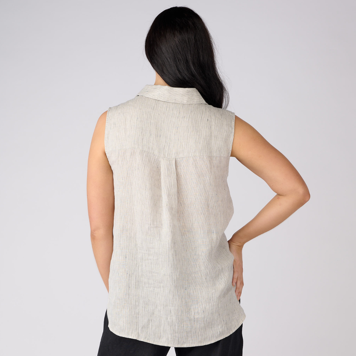 Linen Striped Sleeveless Shirt