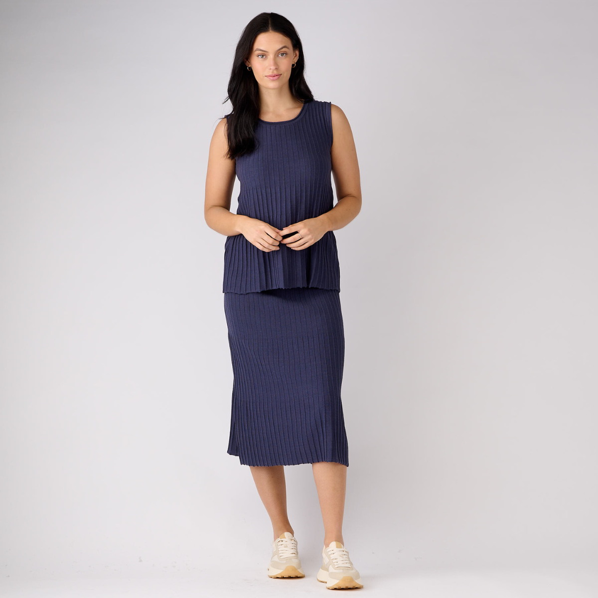 Viscose Cotton Step Rib Sleeveless Top