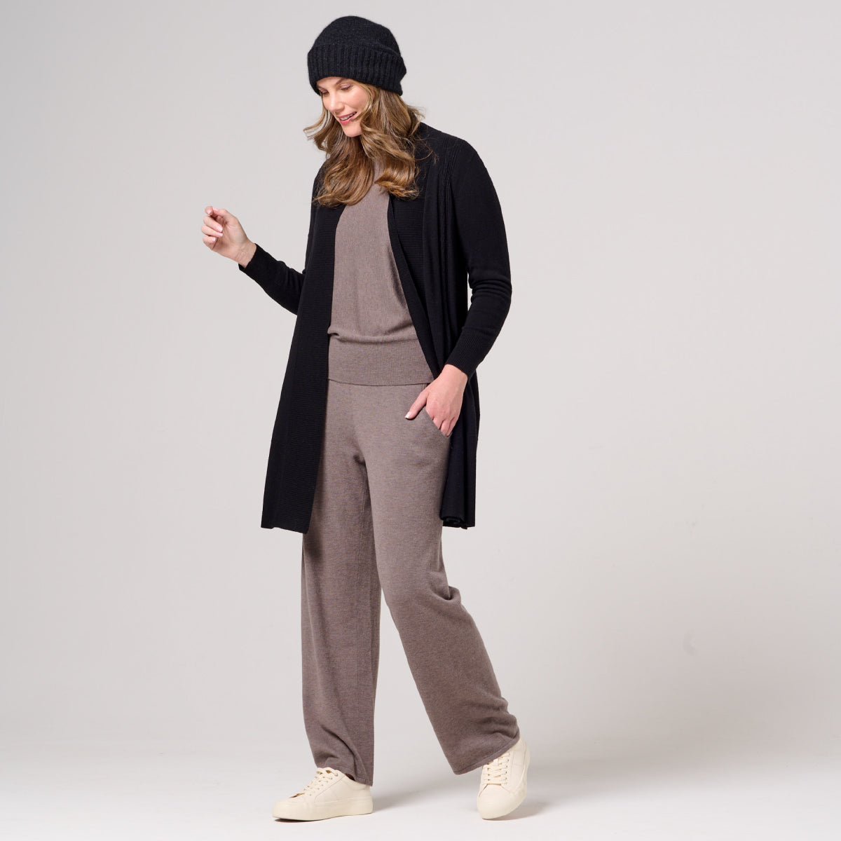 Wool Cashmere Longline Cable Cardigan
