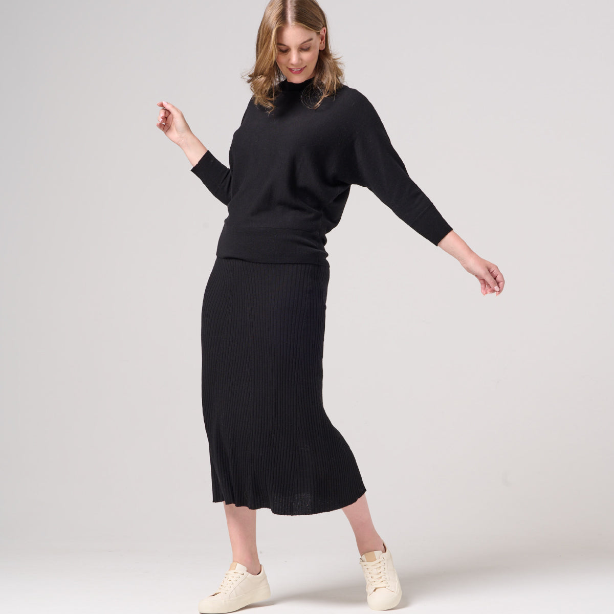 Wool Cashmere Skirt with Flared Hem