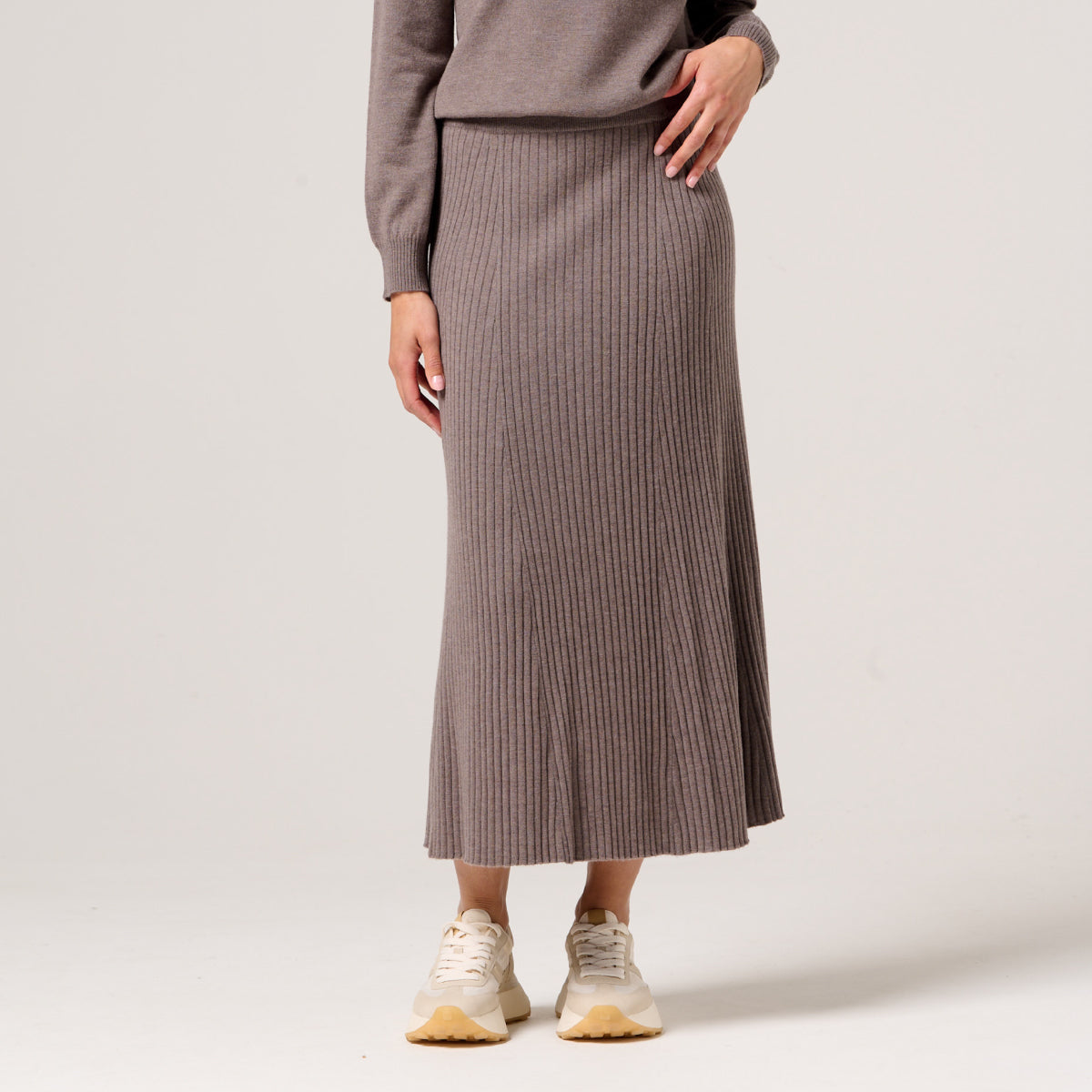 Wool Cashmere Skirt with Flared Hem