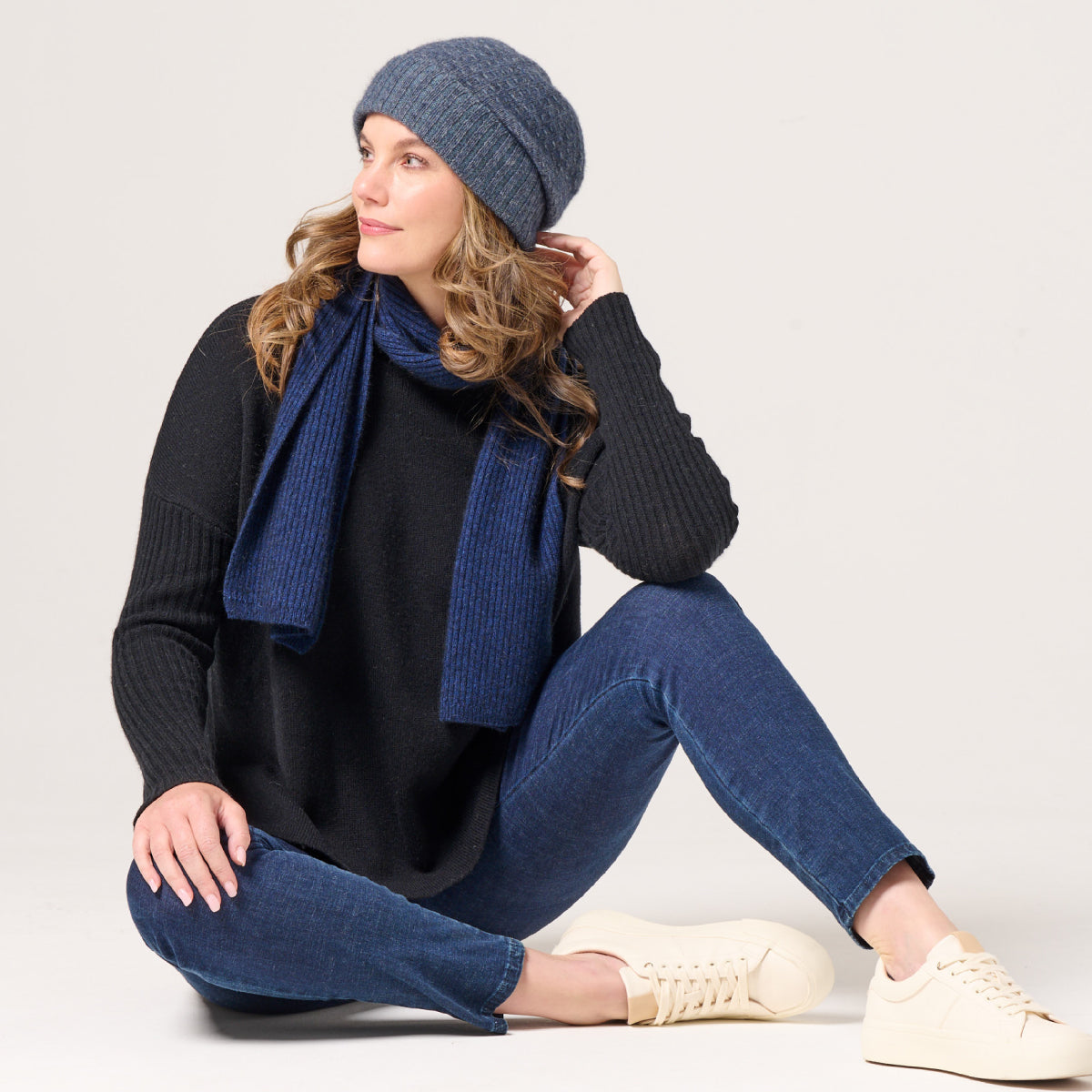 Lambswool Swing Jumper with Ribbed Sleeve