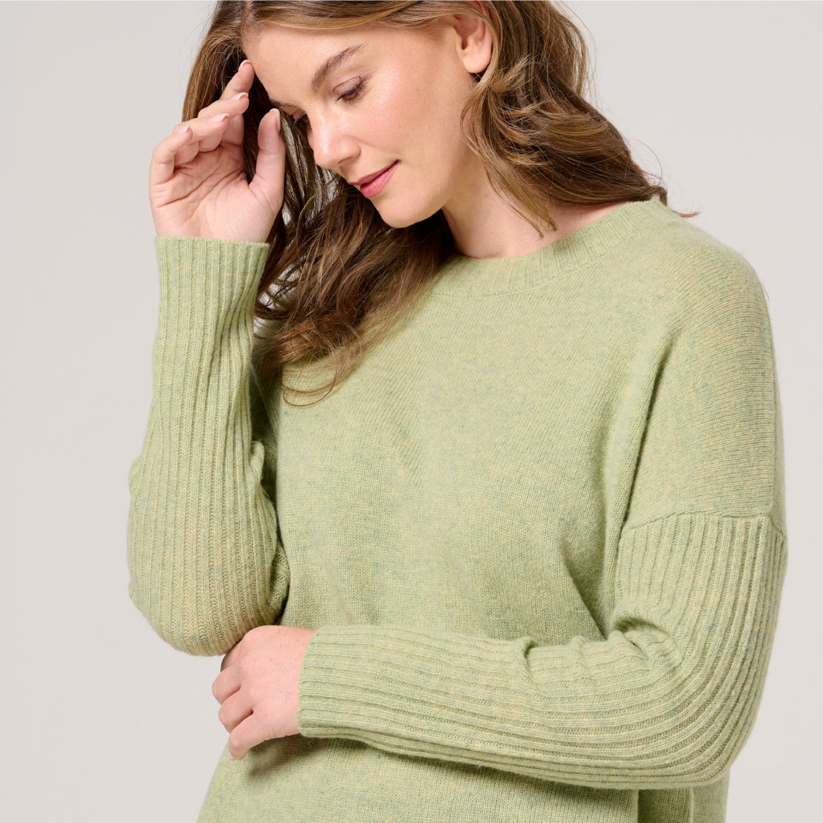 Lambswool Swing Jumper with Ribbed Sleeve