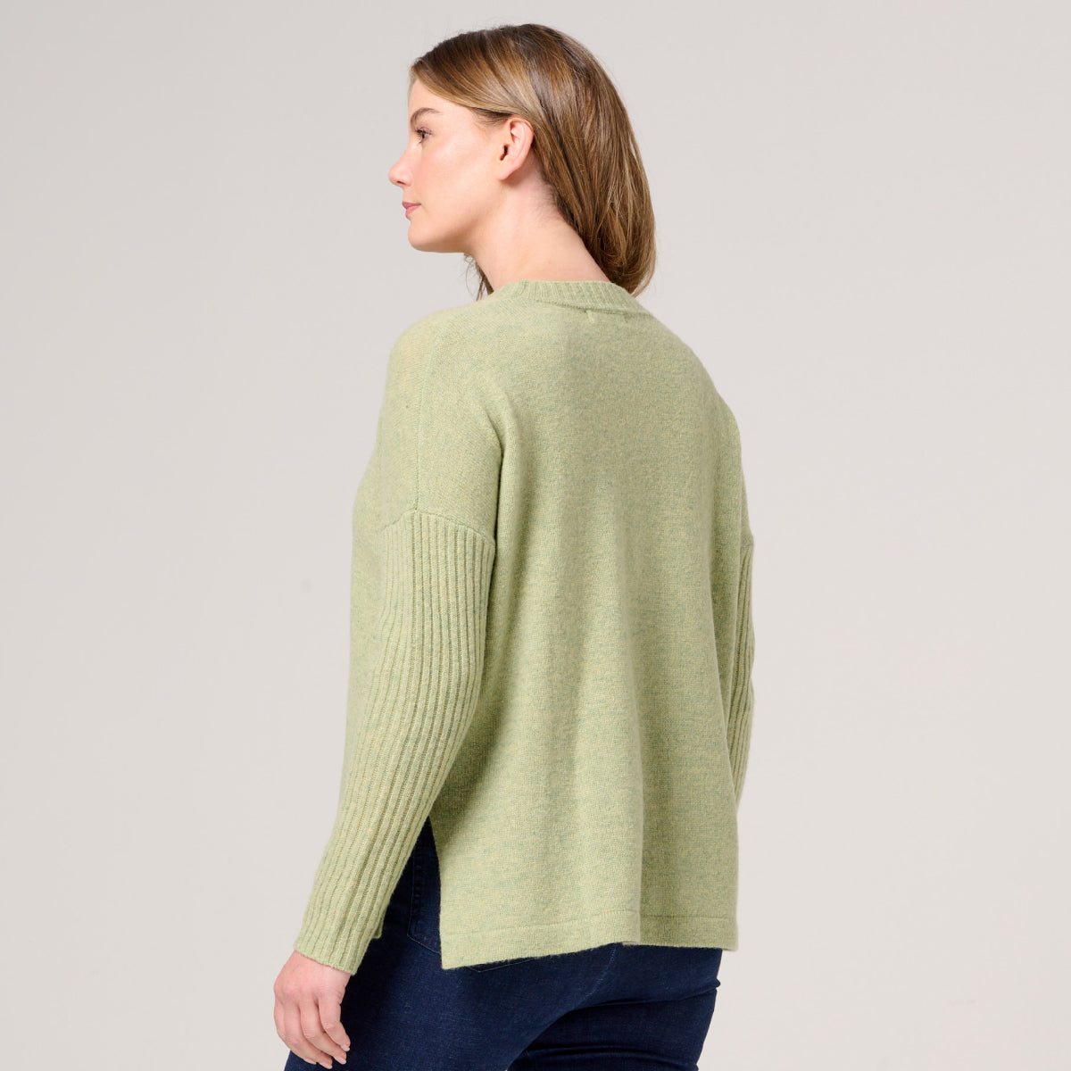 Lambswool Swing Jumper with Ribbed Sleeve