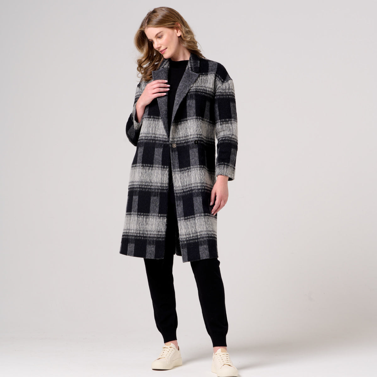 Wool Blend Reversible Double Breasted Coat