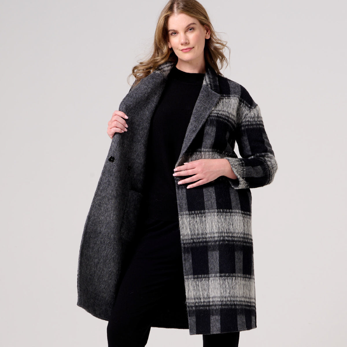 Wool Blend Reversible Double Breasted Coat