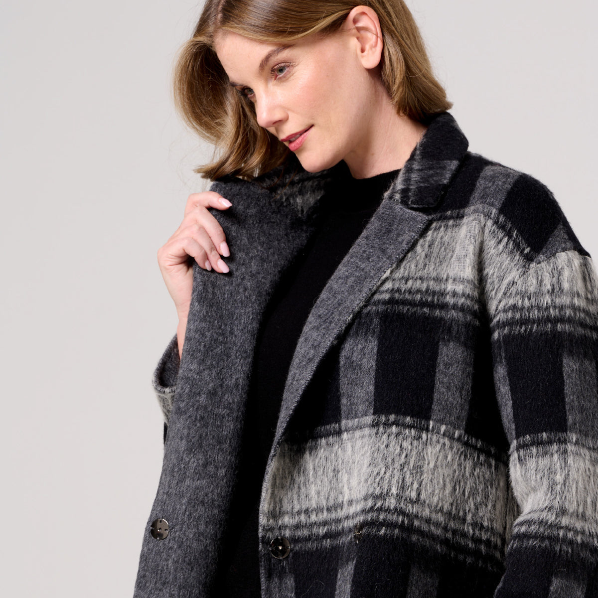 Wool Blend Reversible Double Breasted Coat