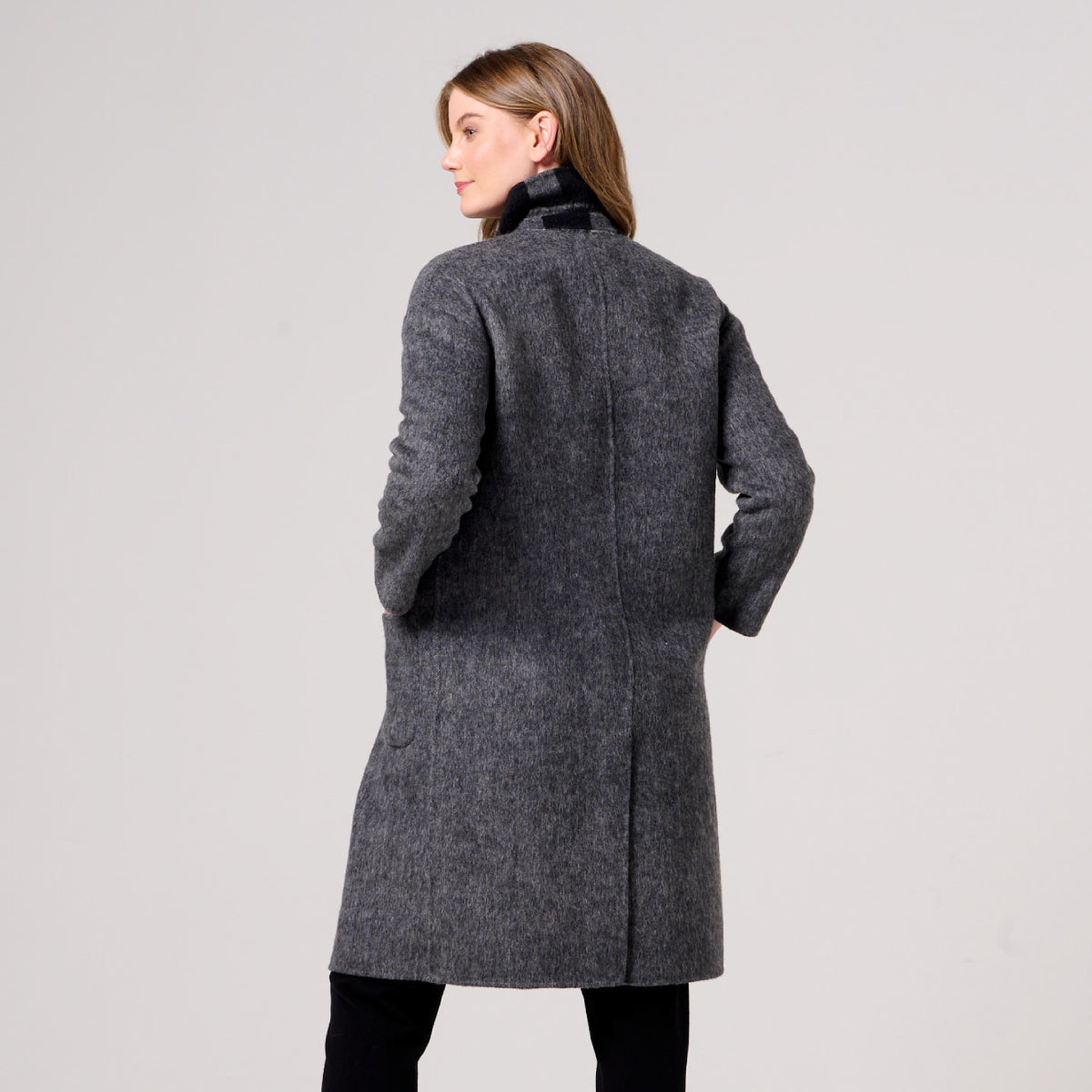 Wool Blend Reversible Double Breasted Coat