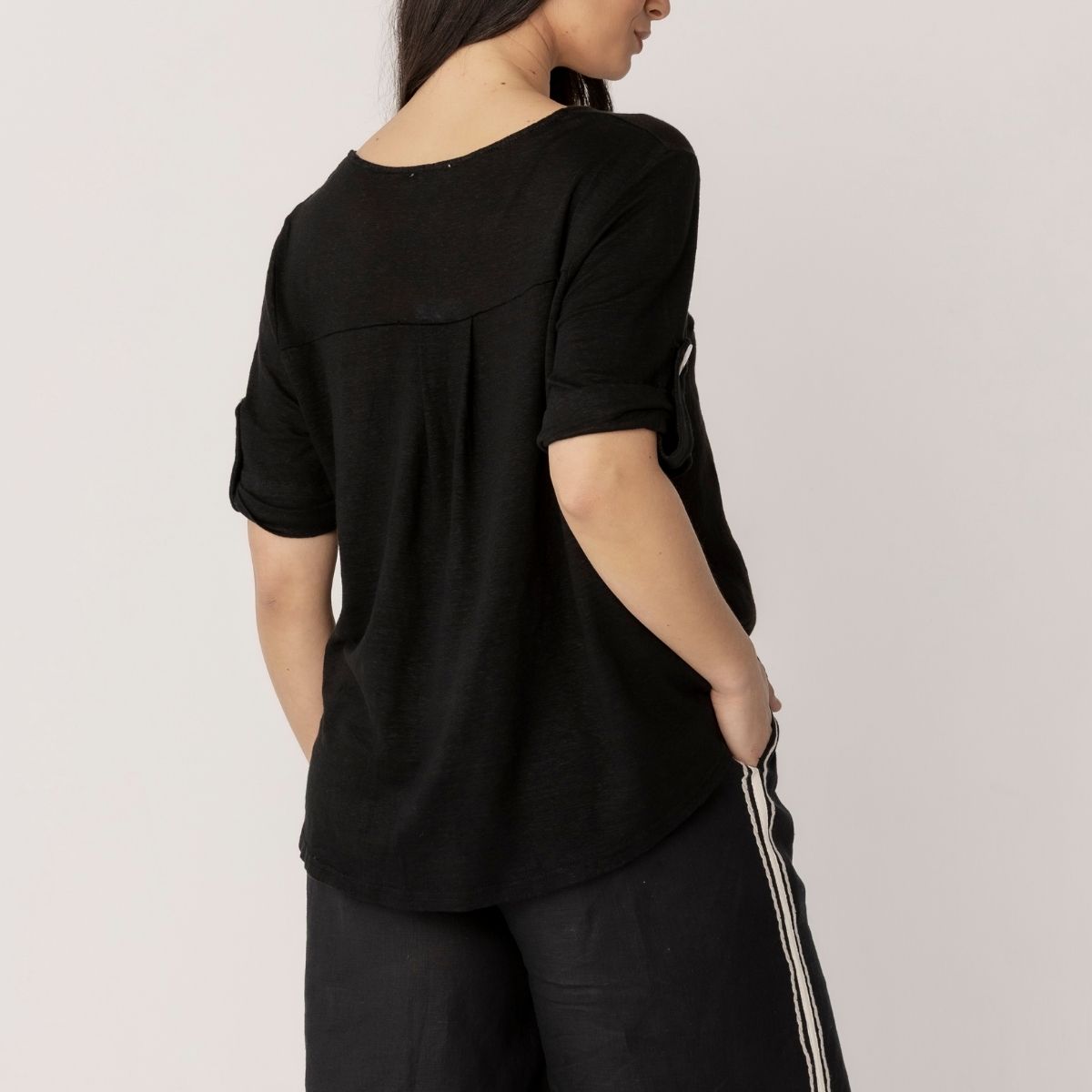 100% Linen Spliced Linen T Shirt